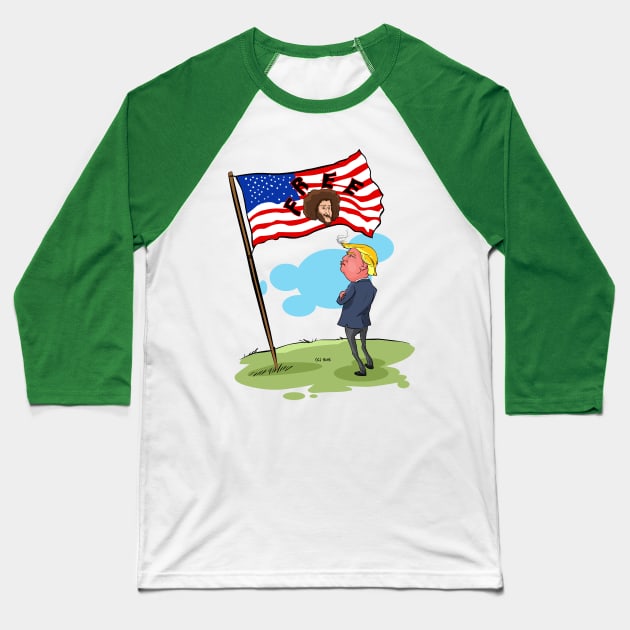 Trump US Flage with FREE Text Baseball T-Shirt by ssbond